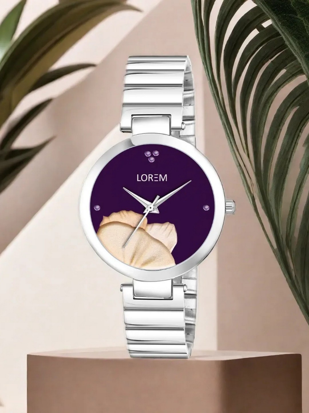 

LOREM Women Printed Stainless Steel Bracelet Style Straps Analogue Watch LR311, Purple