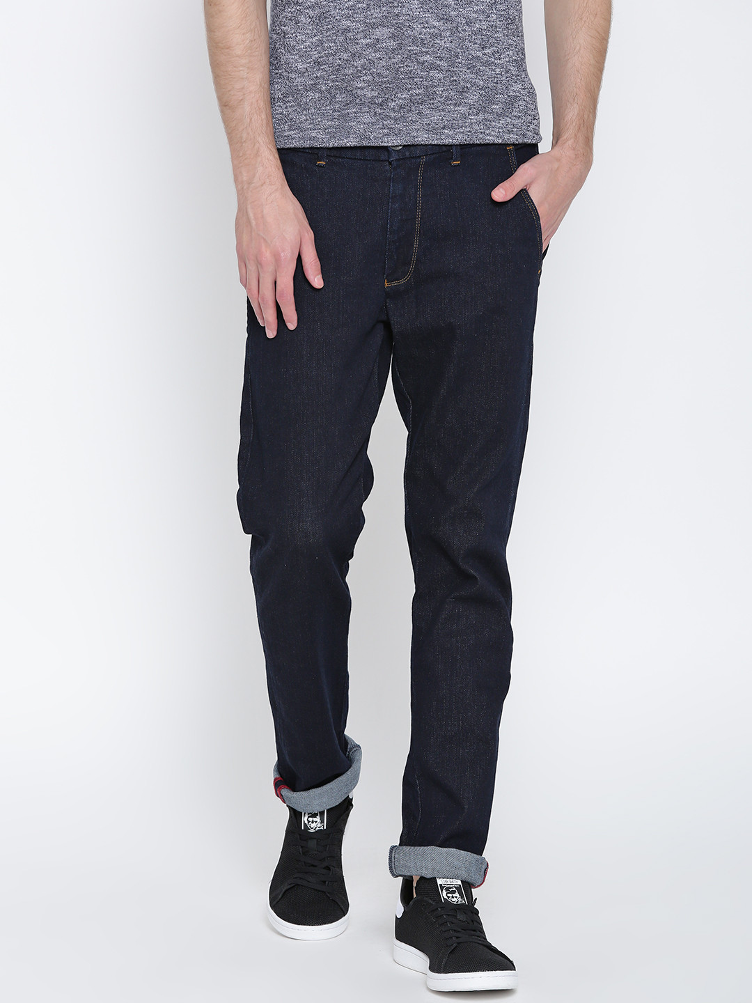 

United Colors of Benetton Men Navy Blue Skinny Fit Mid-Rise Clean Look Stretchable Jeans