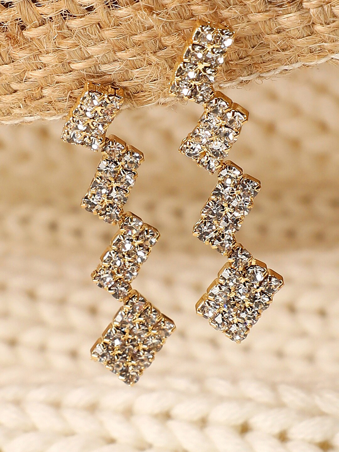 

SOHI Gold-Plated Contemporary Drop Earrings