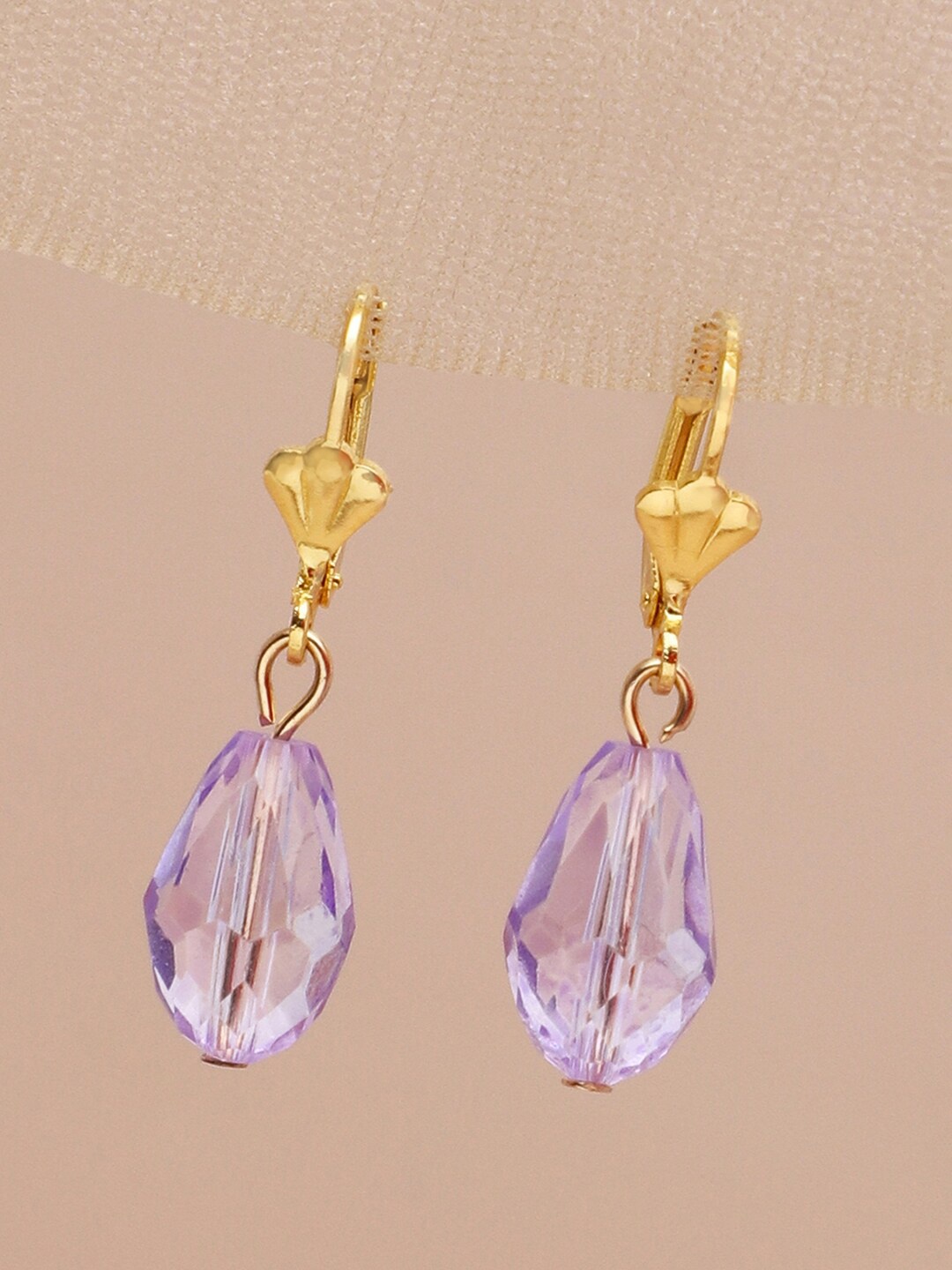 

SOHI Gold-Toned & Purple Contemporary Drop Earrings
