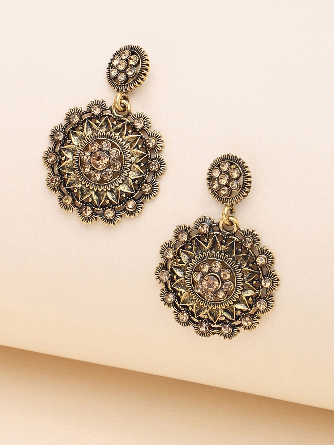 

SOHI Gold-Toned Contemporary Drop Earrings
