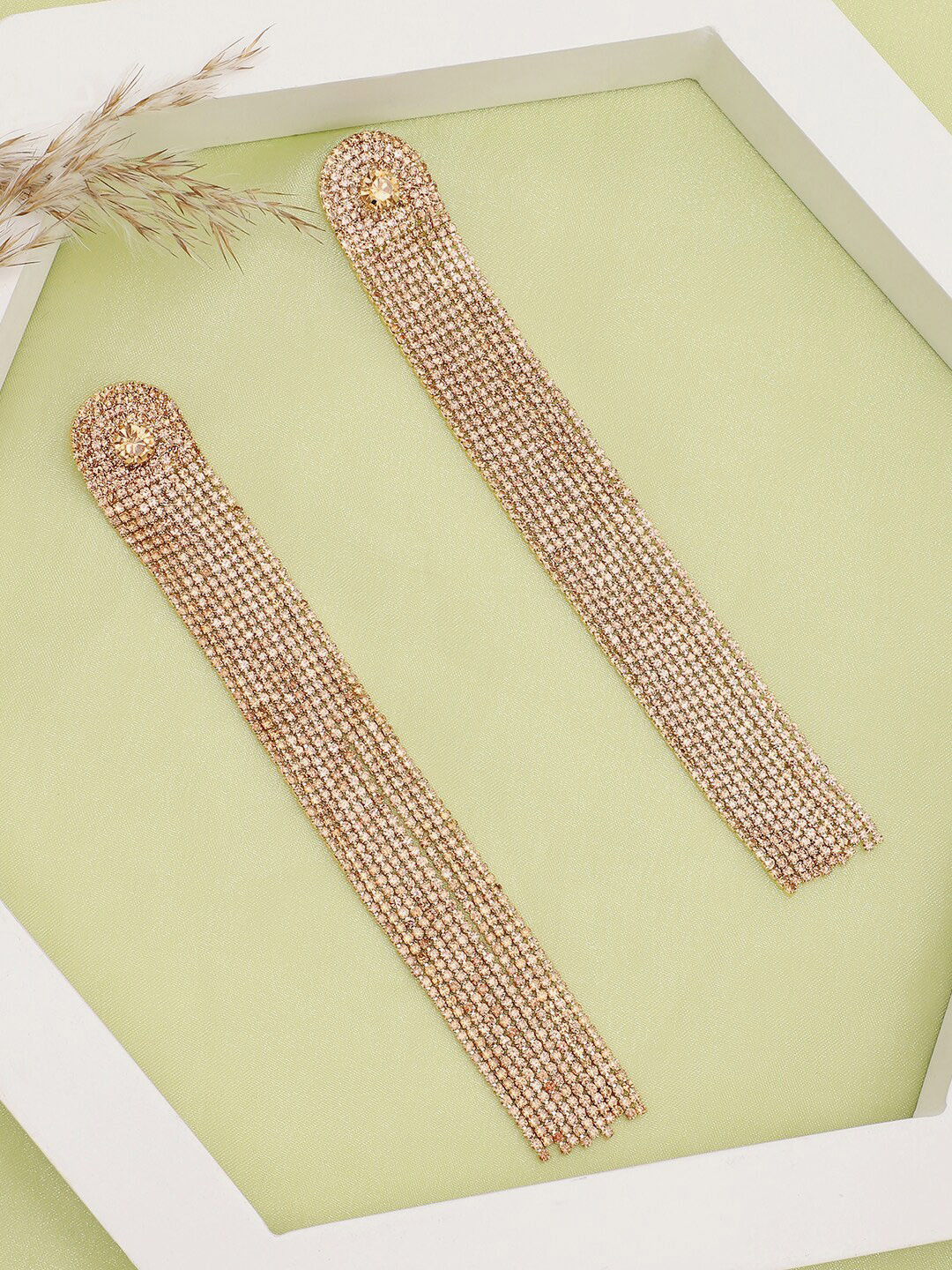 

SOHI Gold Plated Contemporary Drop Earrings
