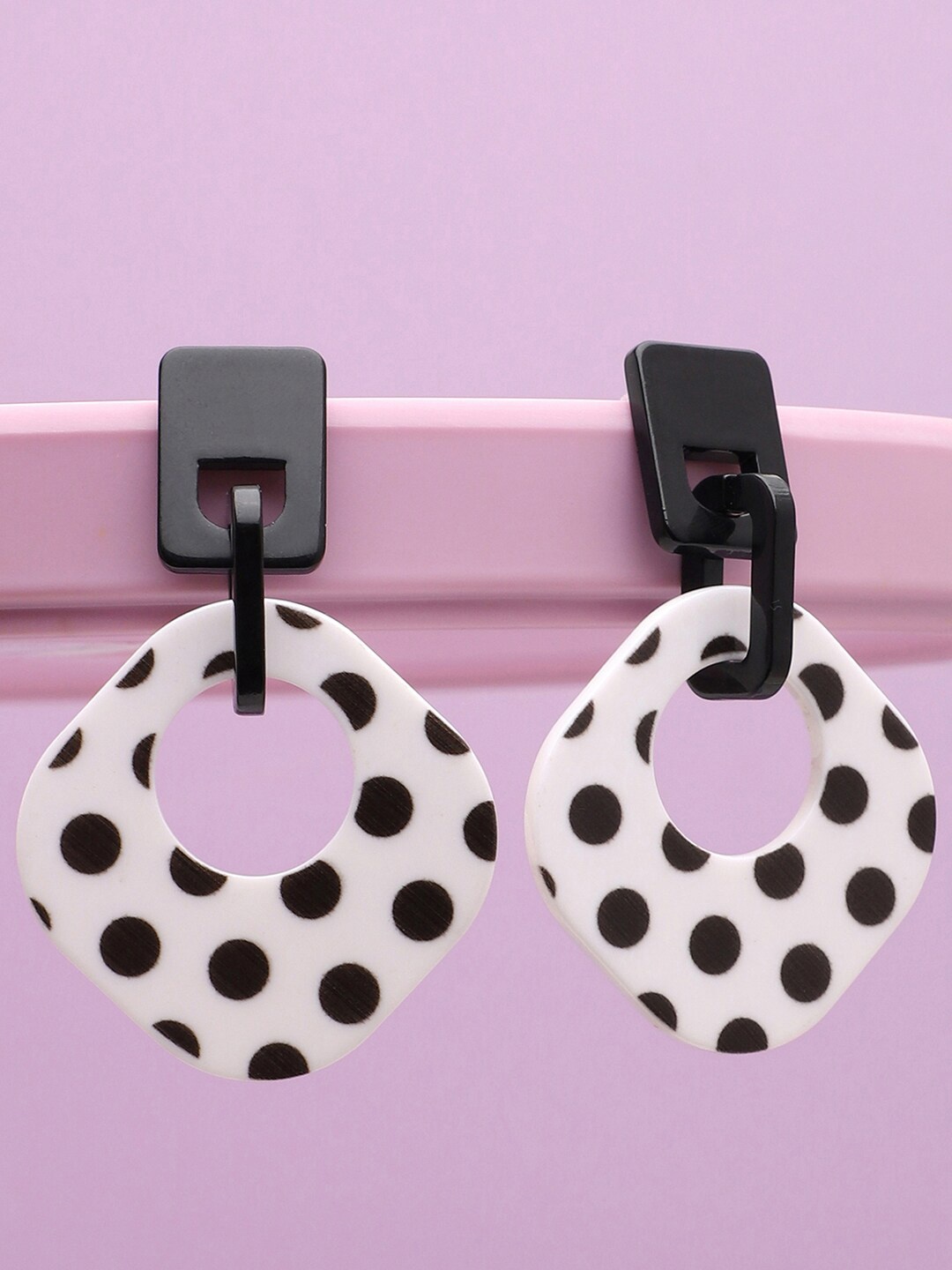 

SOHI Black & White Contemporary Drop Earrings