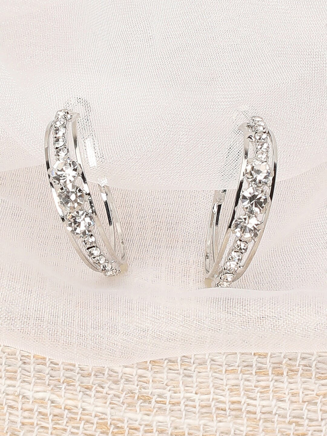 

SOHI Silver-Plated Contemporary Hoop Earrings