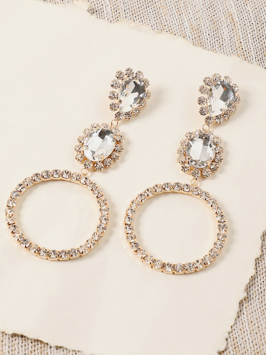 

SOHI Gold-Plated Contemporary Drop Earrings