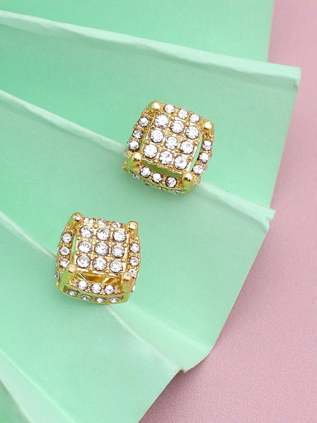 

SOHI Women Gold-Plated Square Studs Earrings