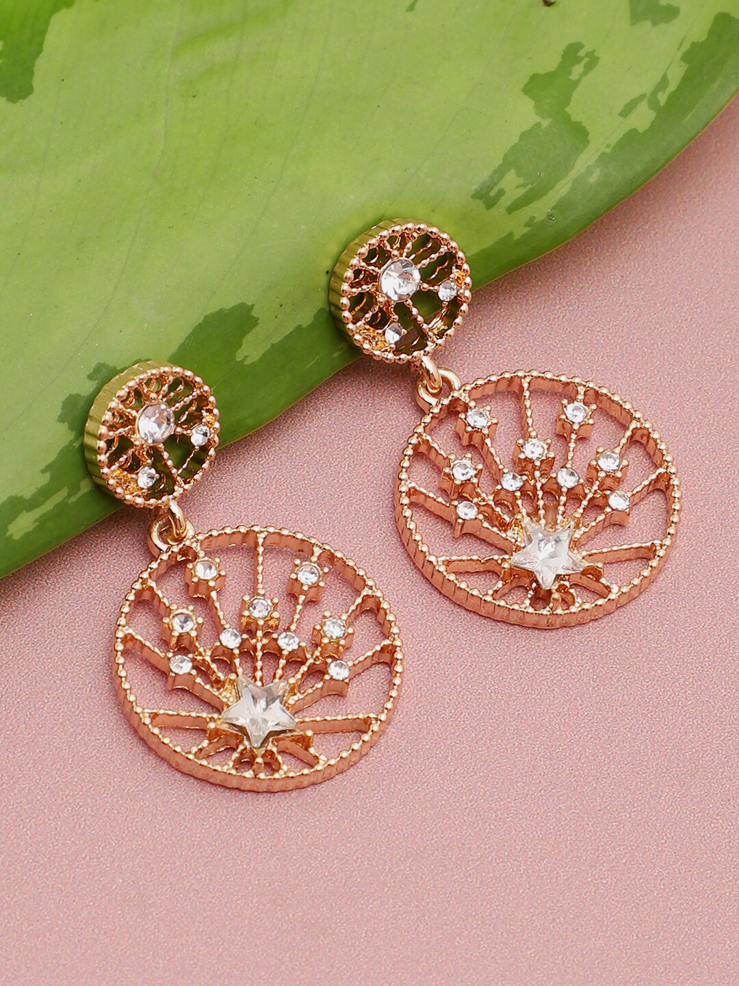 

SOHI Gold-Plated Contemporary Drop Earrings