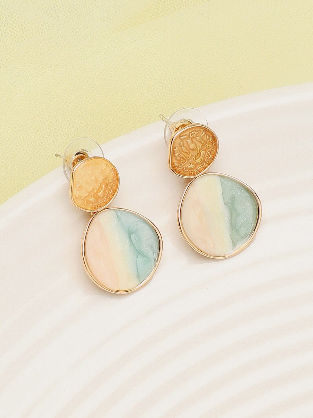 

SOHI Peach-Coloured & Orange Contemporary Drop Earrings