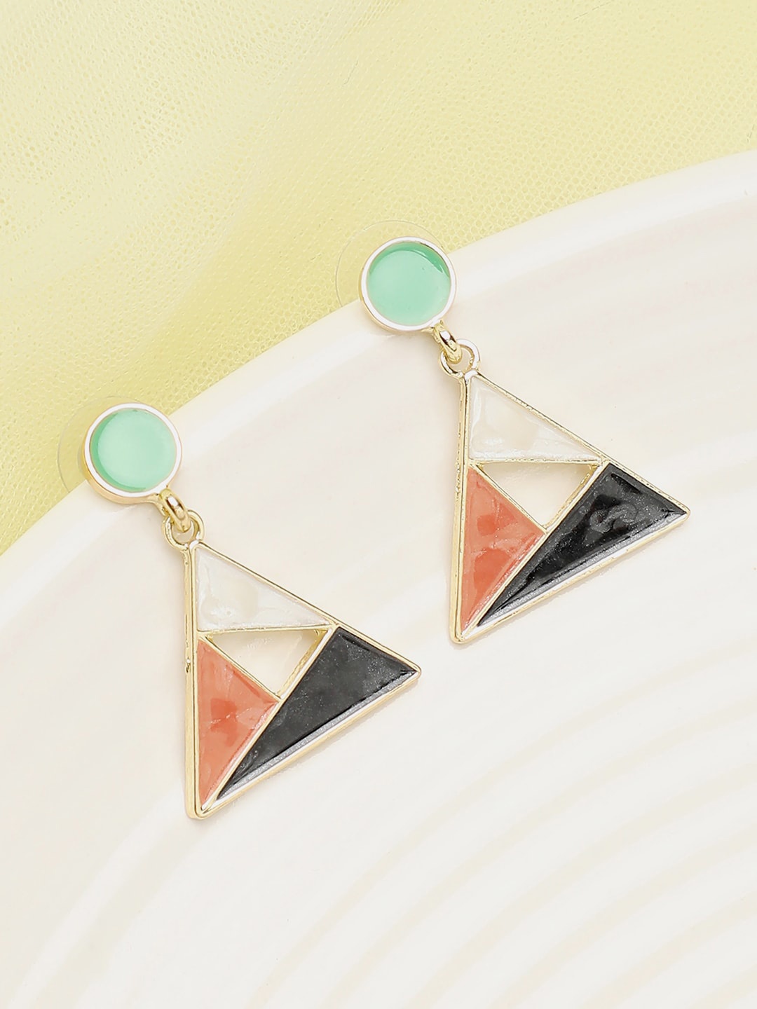 

SOHI White & Peach-Coloured Contemporary Drop Earrings