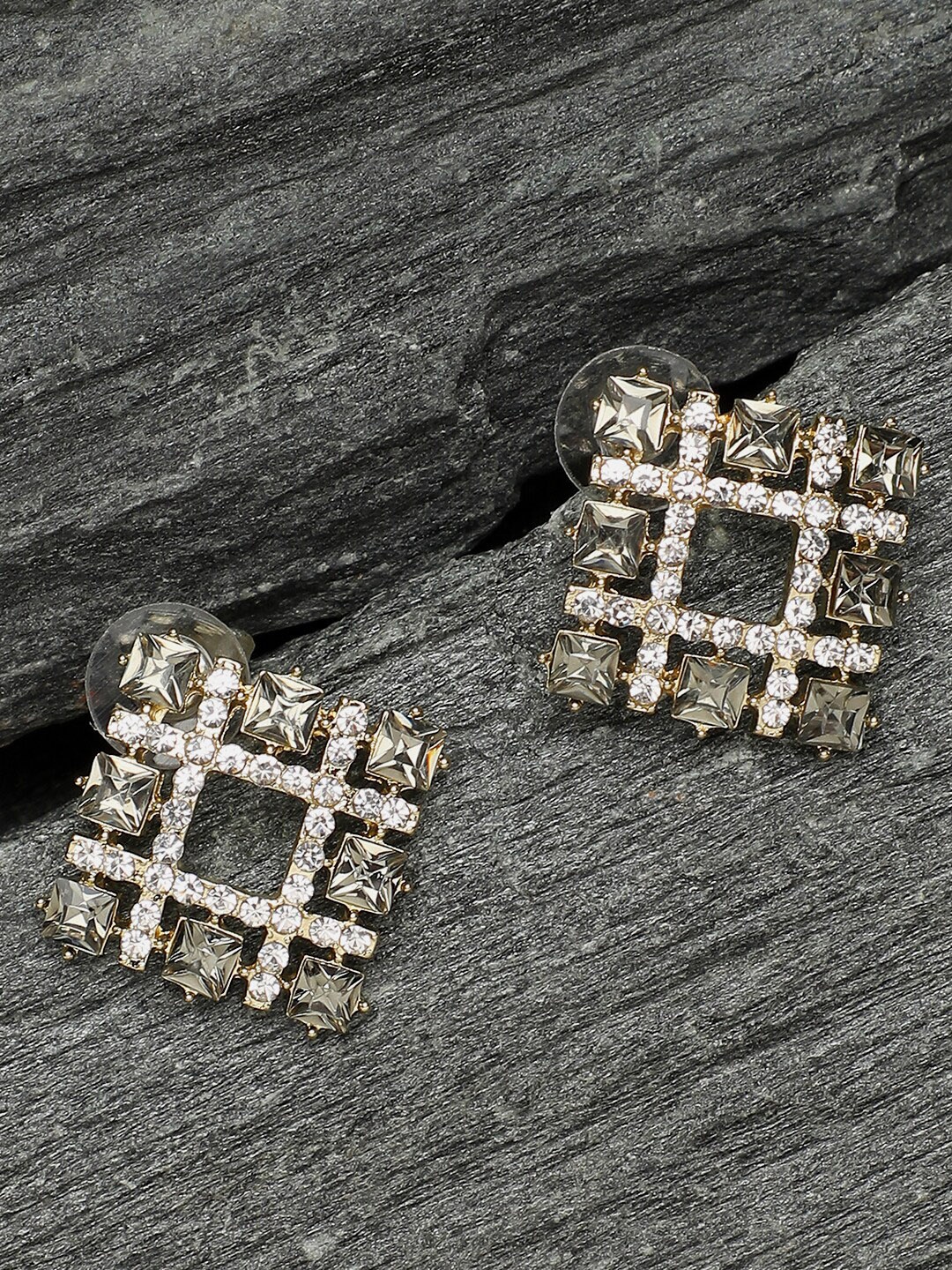 

SOHI Gold-Toned Contemporary Studs Earrings