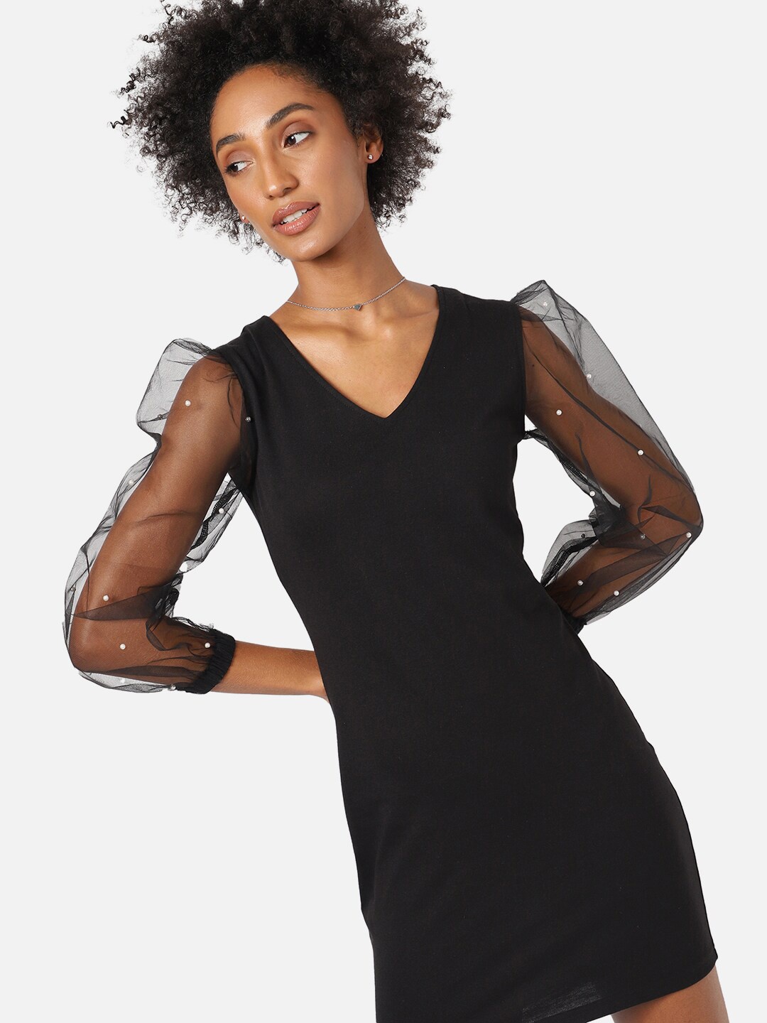

Campus Sutra Women Black A-Line Dress