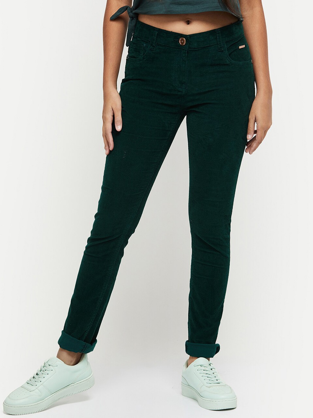 

max Girls Green Solid Trousers