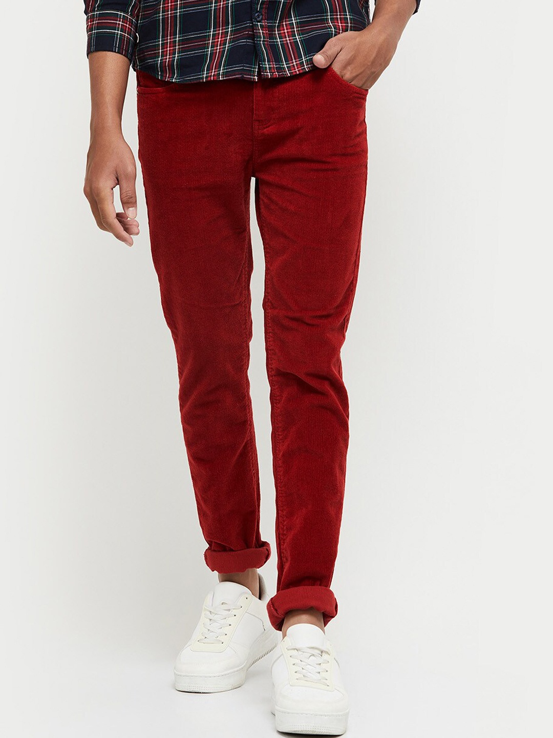 

max Boys Red Cotton Chinos Trousers