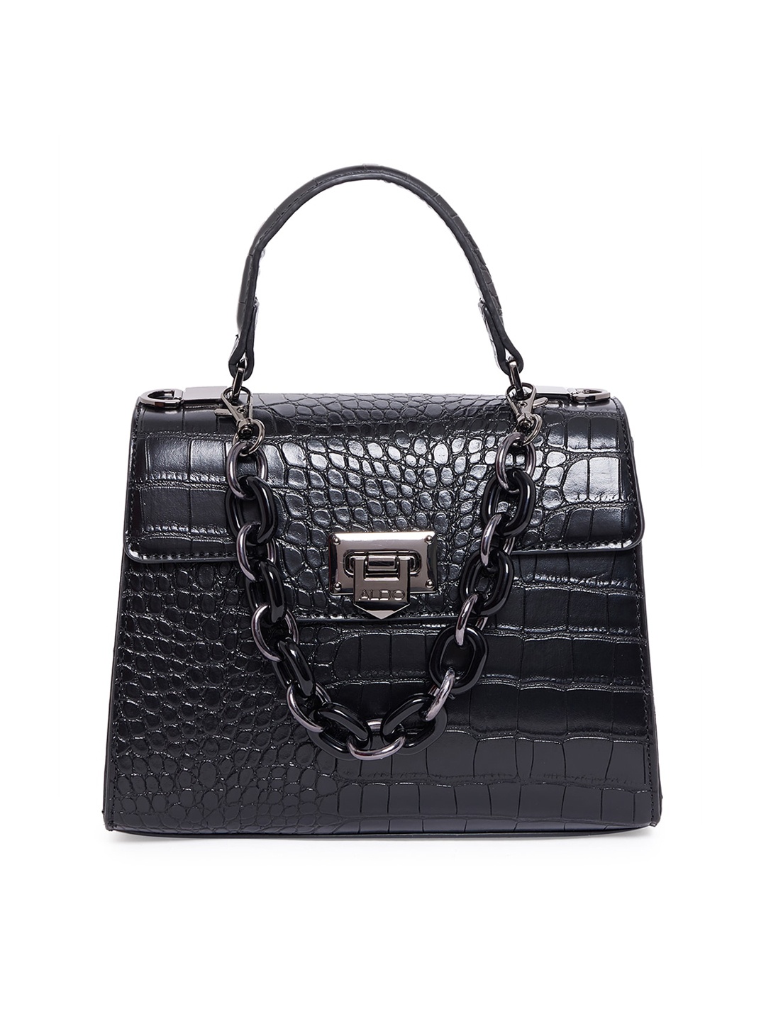 

ALDO Black Textured PU Structured Satchel