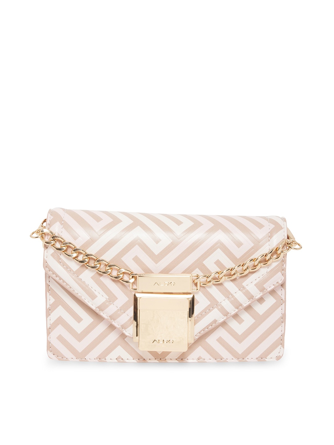 

ALDO Pink & White Printed Envelope Clutch