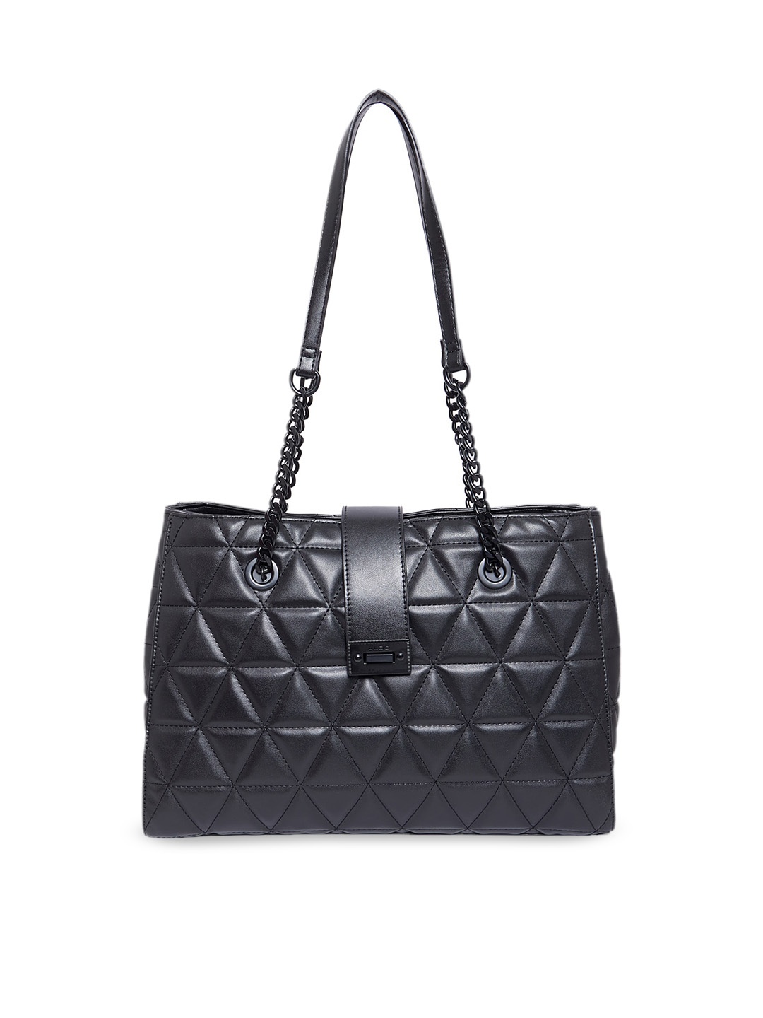 

ALDO Black PU Structured Shoulder Bag with Quilted