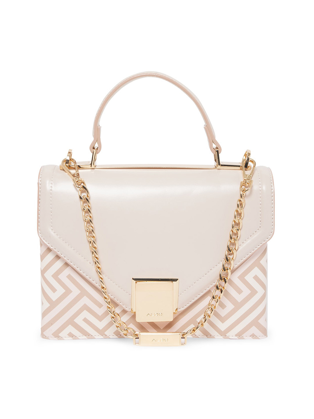 

ALDO Women Pink Geometric PU Structured Satchel