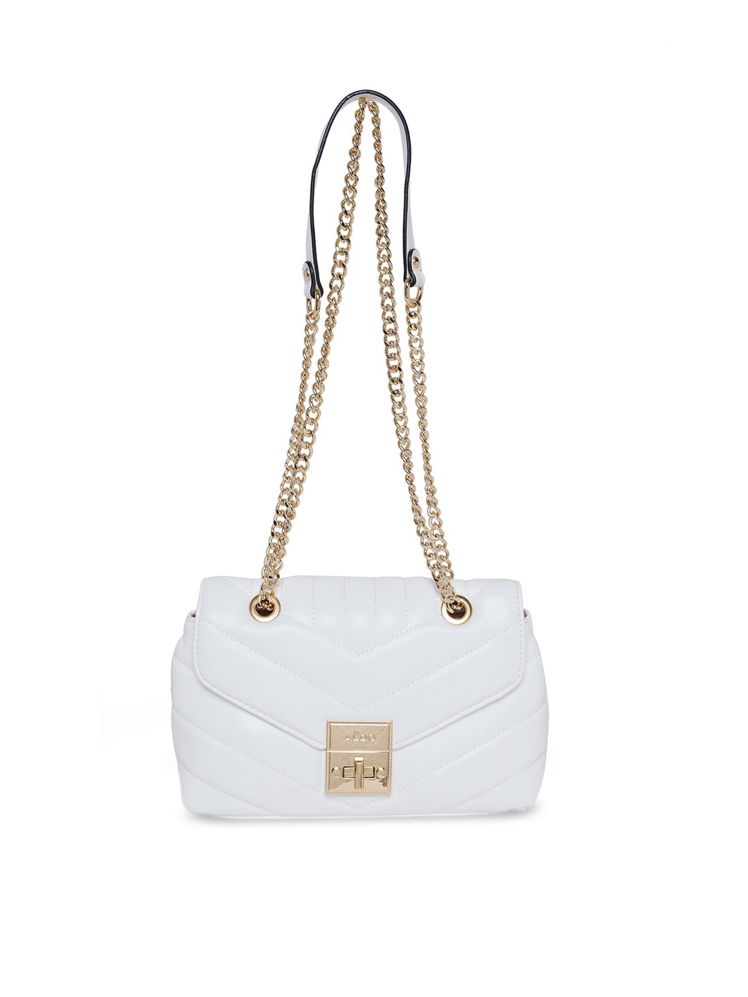 

ALDO White Structured Sling Bag with Quilted