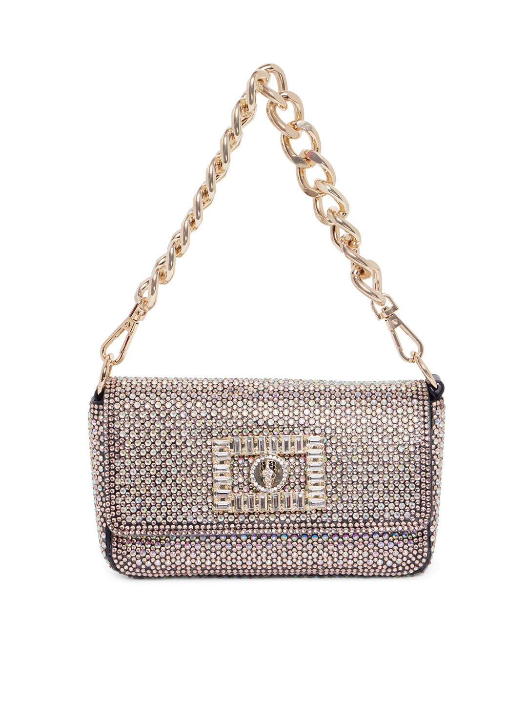 

ALDO Rose Gold Embellished Structured Handheld Bag