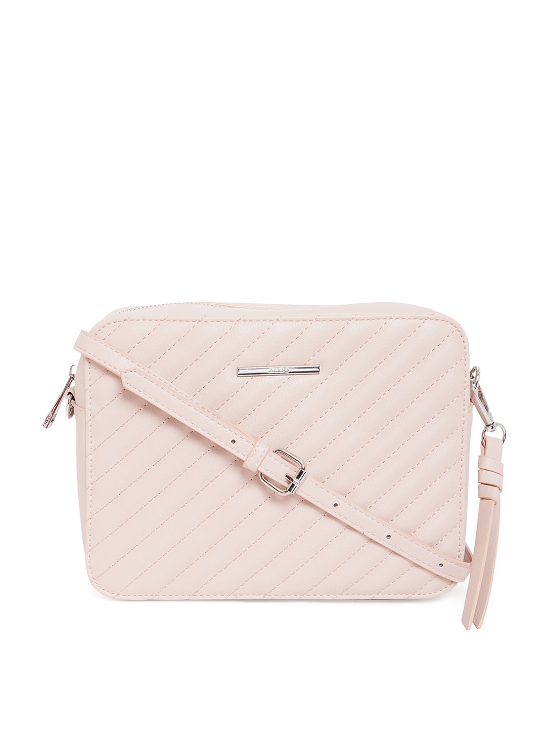 

ALDO Pink PU Structured Sling Bag with Quilted