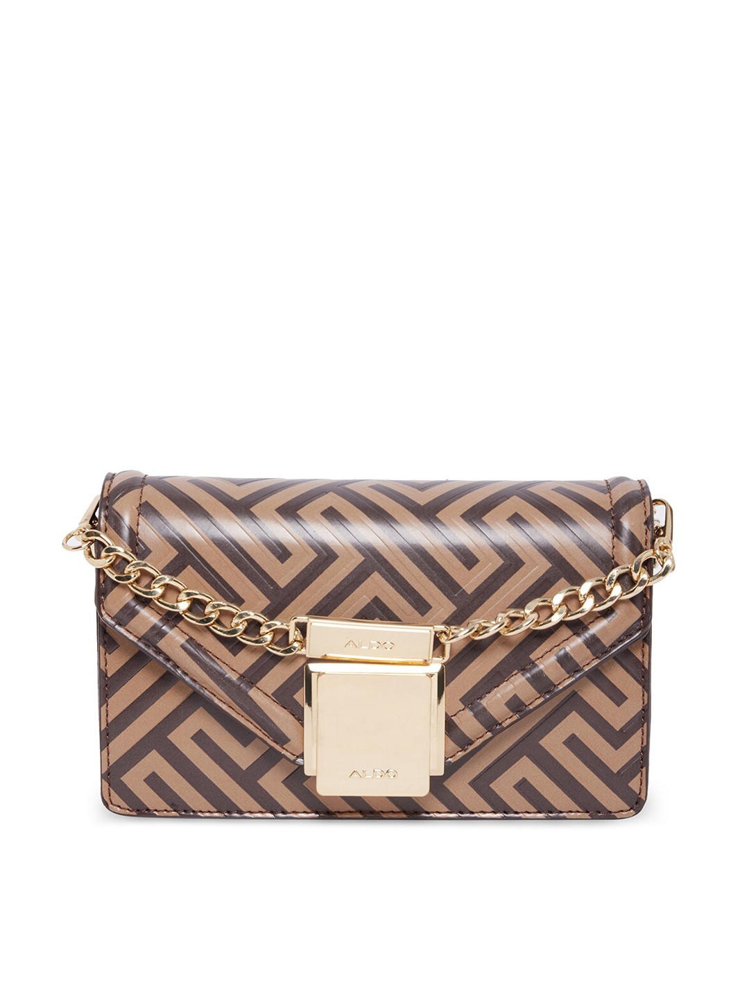 

ALDO Brown Animal Printed PU Structured Sling Bag with Quilted