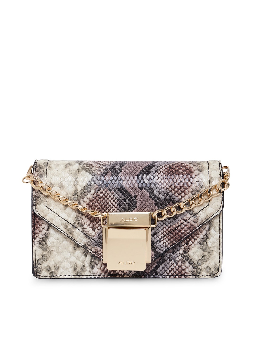 

ALDO Brown Animal Printed Textured PU Structured Sling Bag