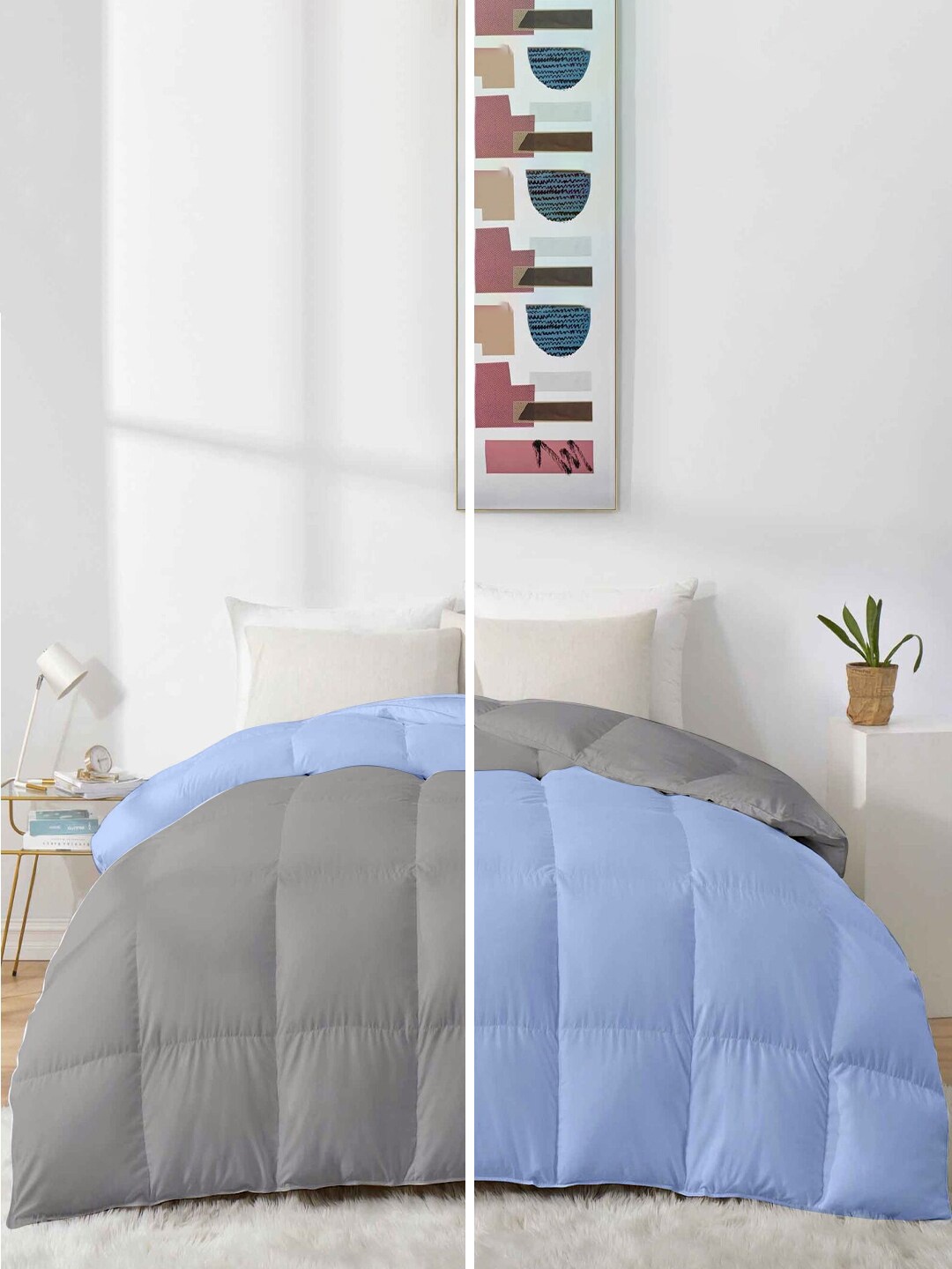 

RAZZAI Blue & Grey Microfiber Mild Winter 500 GSM Double Bed Reversible Comforter