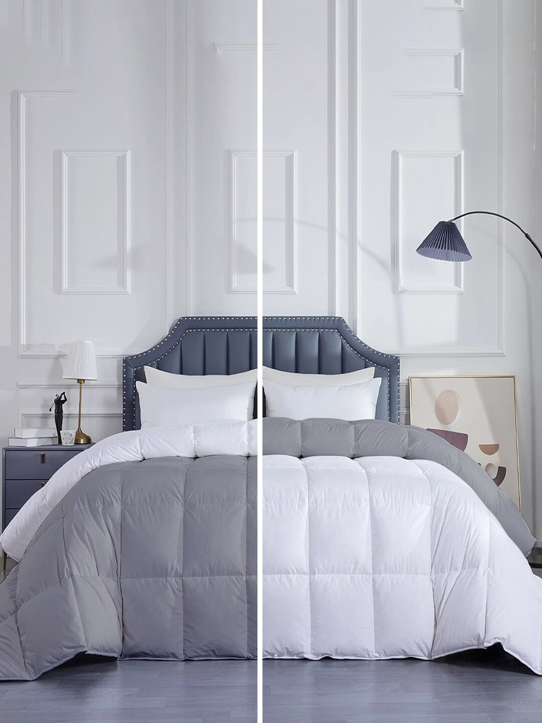 

RAZZAI White & Grey Microfiber Mild Winter 300 GSM Double Bed Comforter