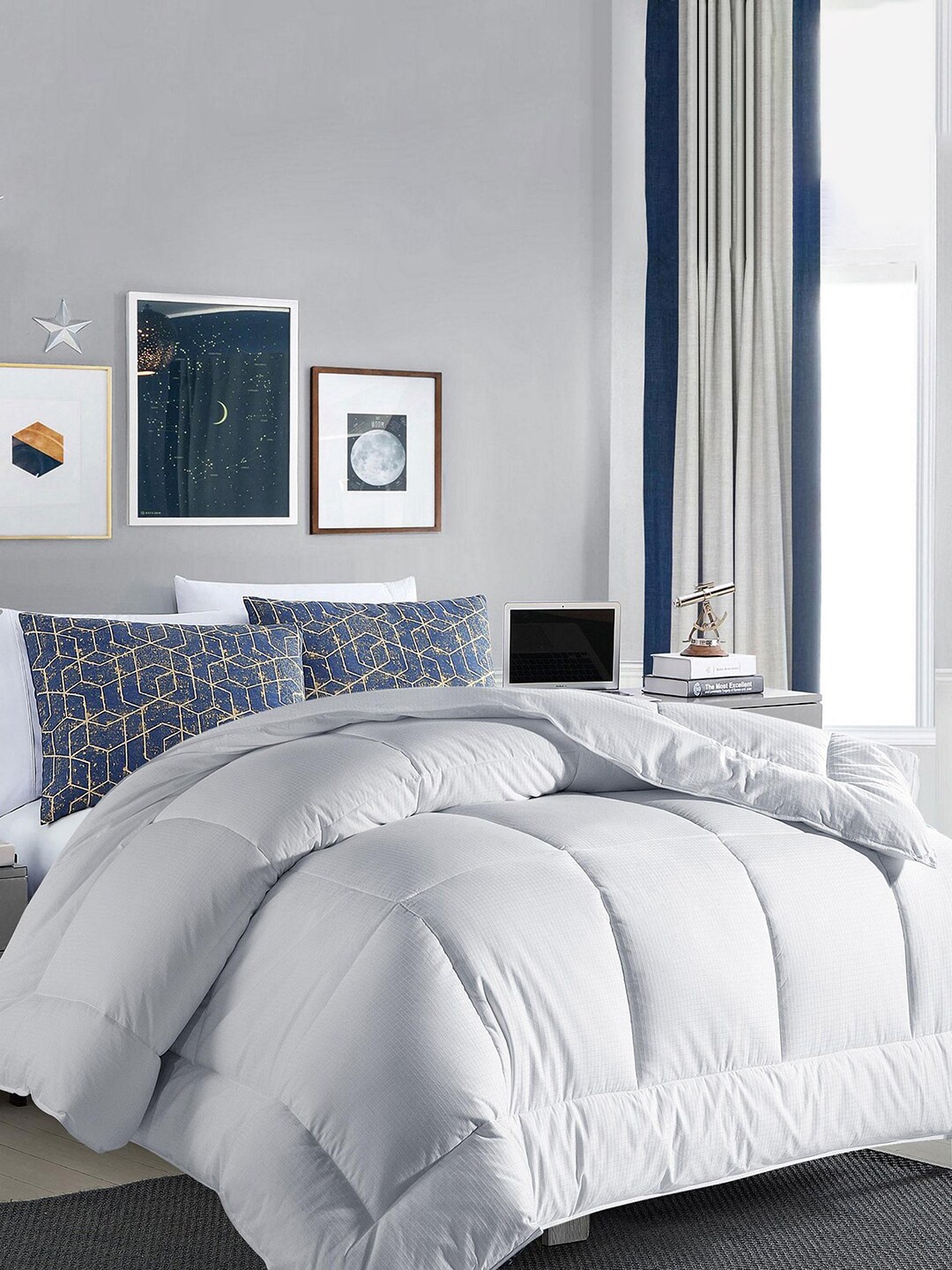 

RAZZAI White & Grey Microfiber Mild Winter 300 GSM Single Bed Comforter