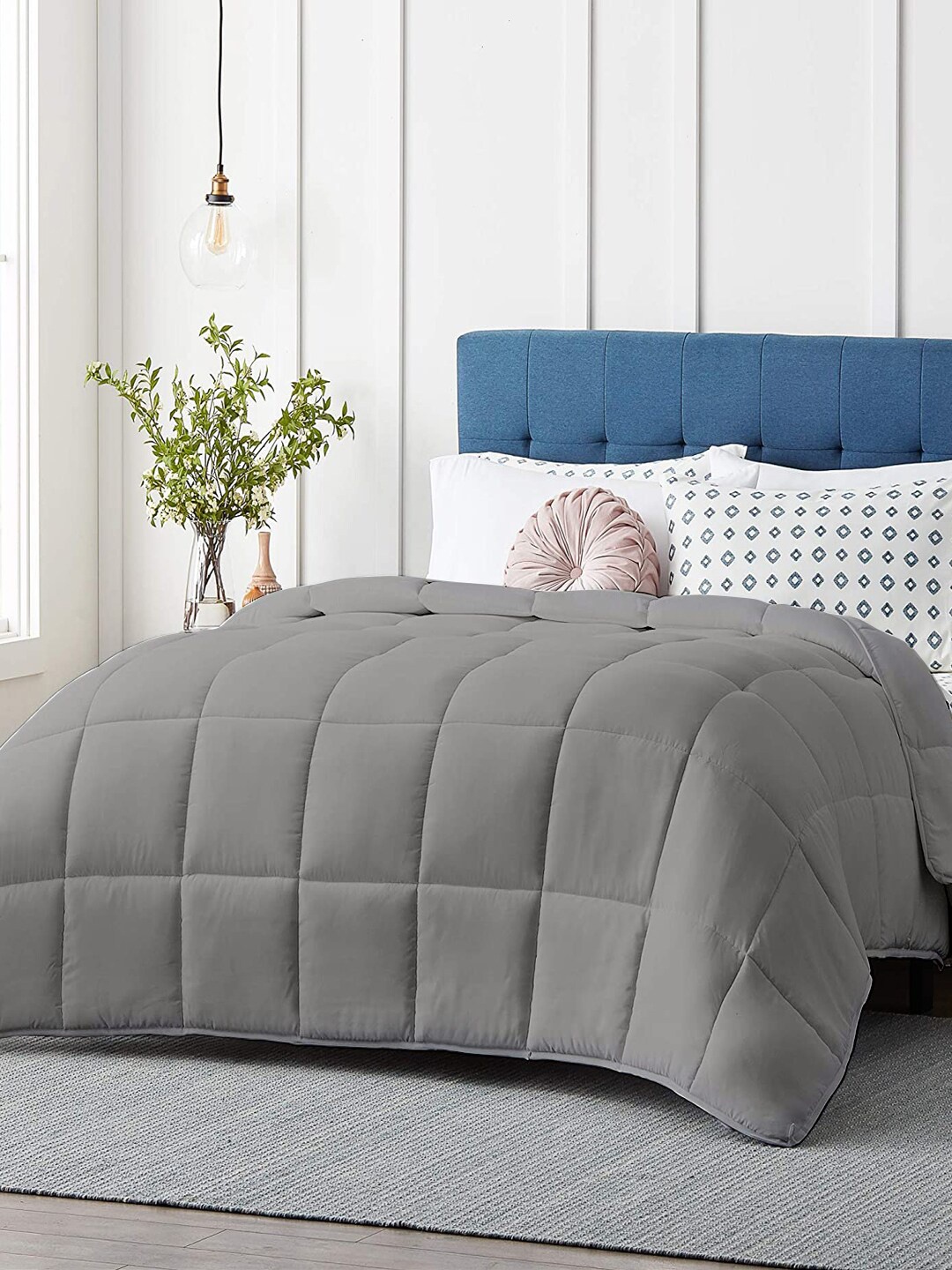 

RAZZAI Silver Microfiber 210GSM Reversible Solid Comforters Double Bed Comforter