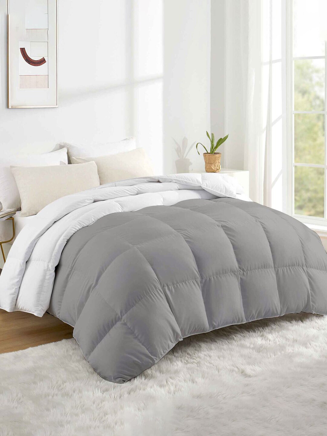 

RAZZAI White & Grey Microfiber Mild Winter 500 GSM Double Bed Comforter