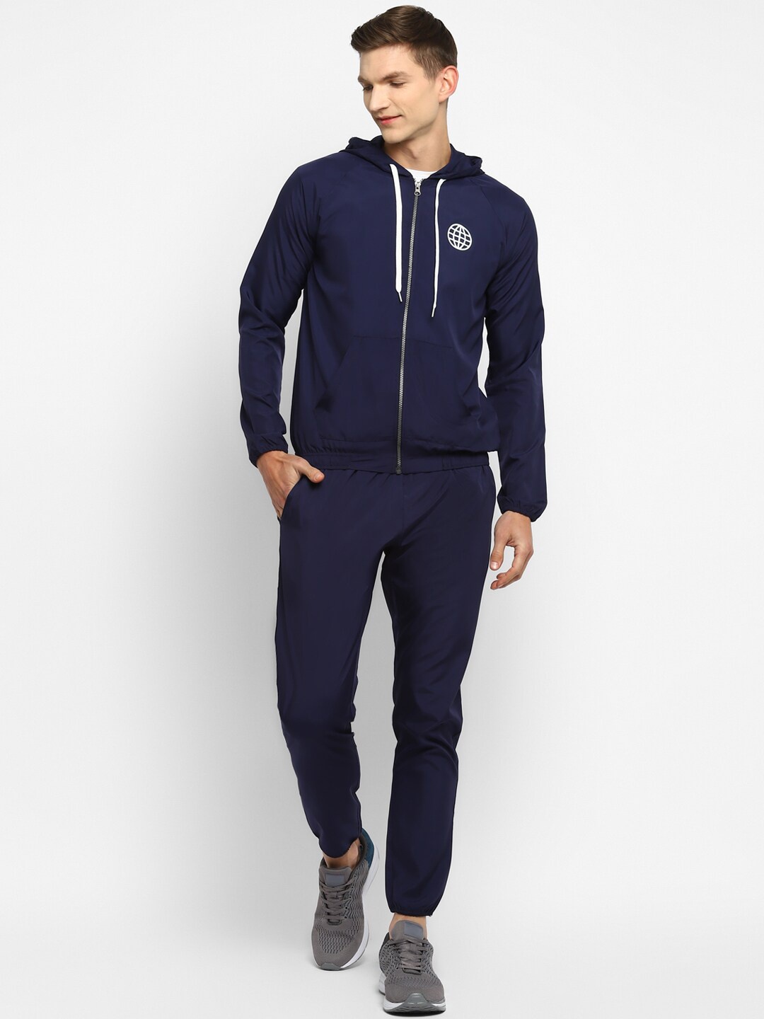 

Yuuki Men Navy Blue Solid Hooded Tracksuits