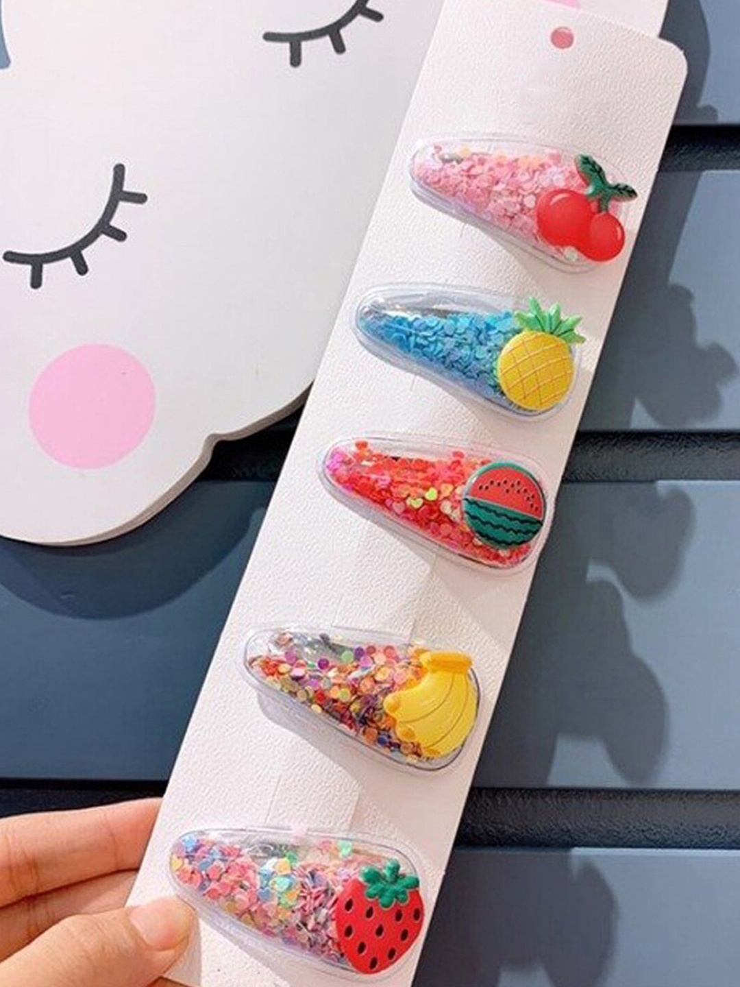 

Designs By Jewels Galaxy Women Yellow & Pink Set of 5 Tic Tac Hair Clip