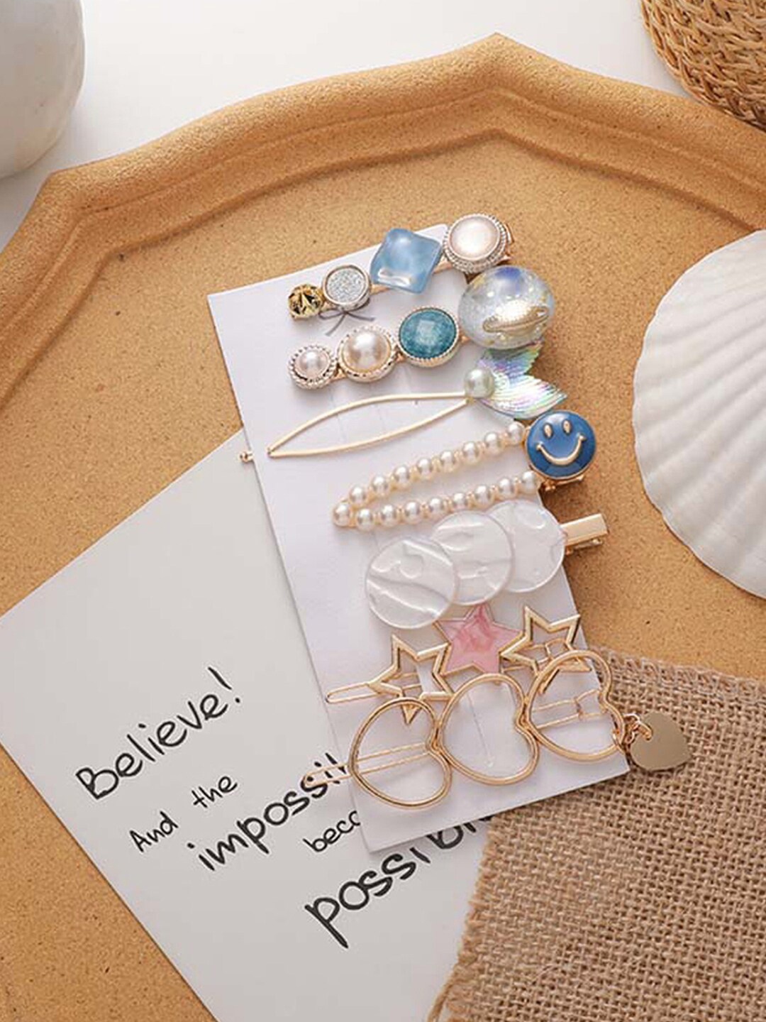 

Designs By Jewels Galaxy Women Pink & Blue Set of 7 Alligator Hair Clip