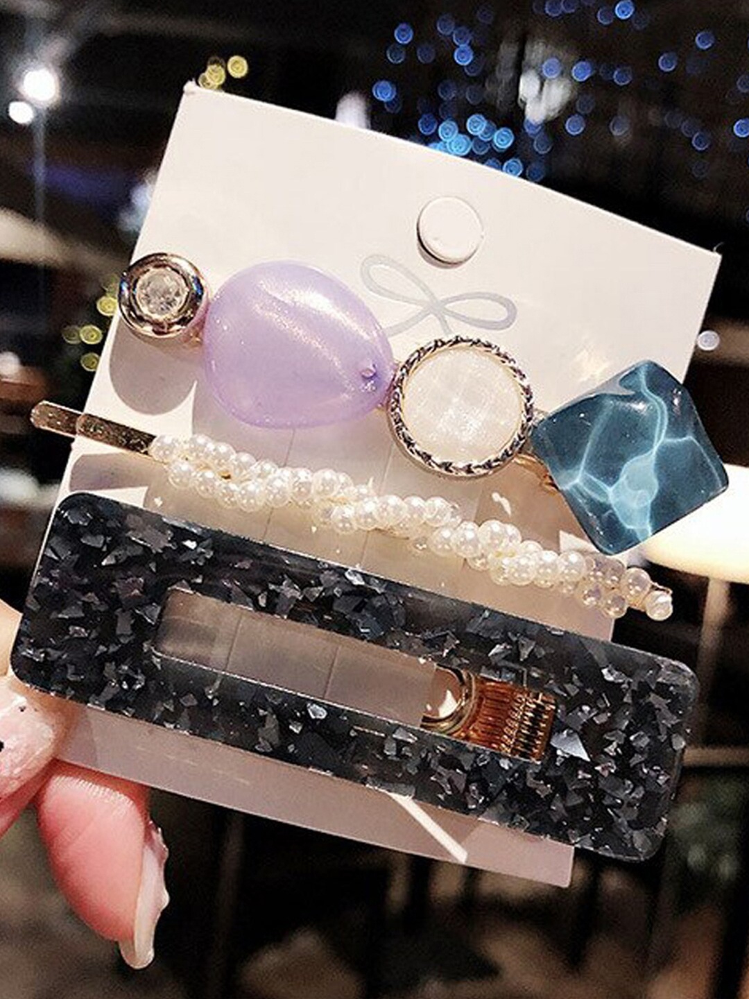 

Designs By Jewels Galaxy Women White & Blue Set of 3 Alligator Hair Clip