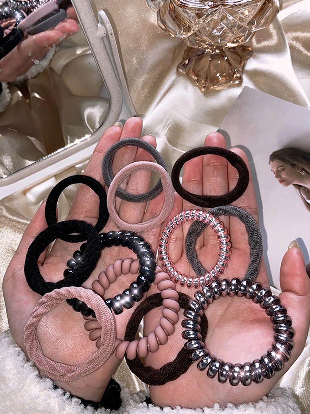 

Designs By Jewels Galaxy Women Set of 12 Black & Brown Ponytail Holders