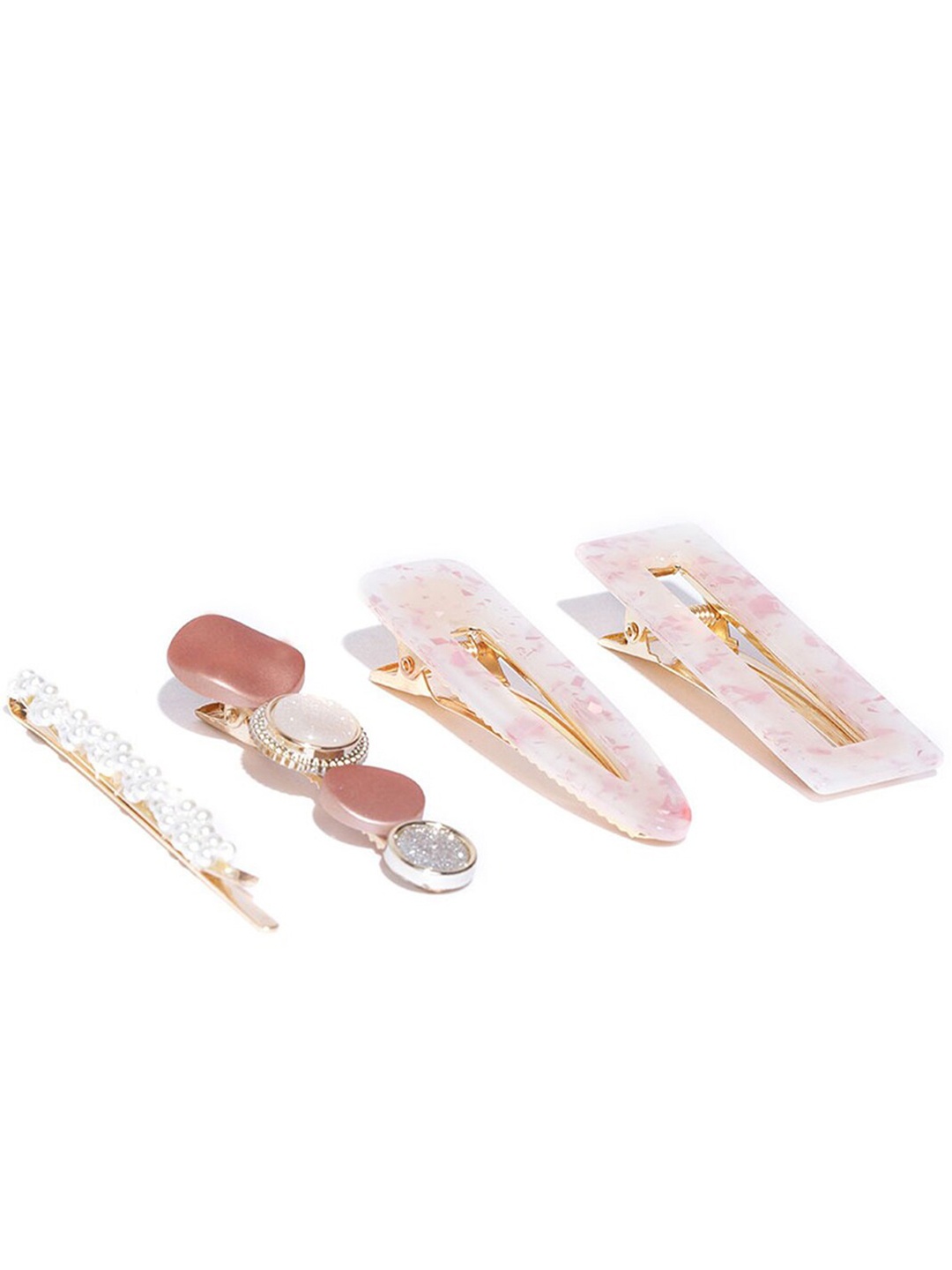 

Designs By Jewels Galaxy Women Off White & Gold-Toned Set of 4 Alligator Hair Clips