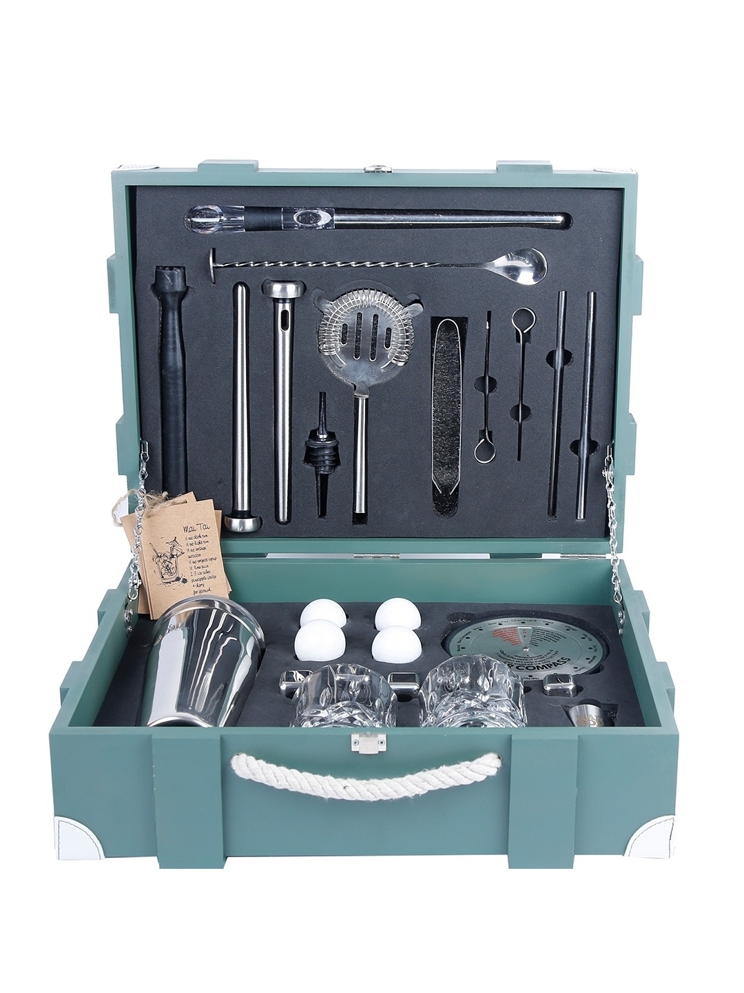 

BAR BOX Green Solid Steel Cocktail Shaker Set