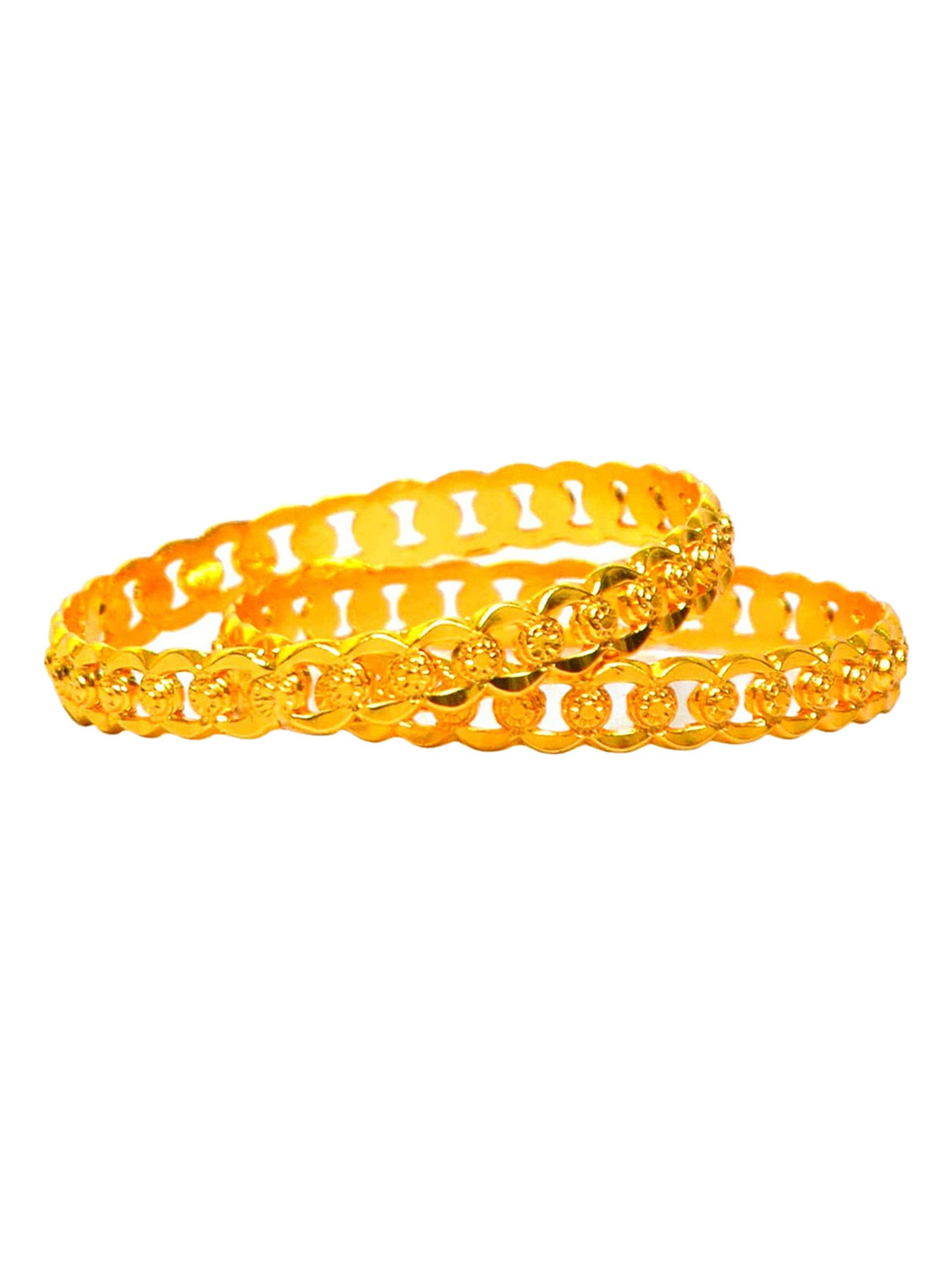 

Mallepula Set Of 2 Gold-Plated Designed Bangles