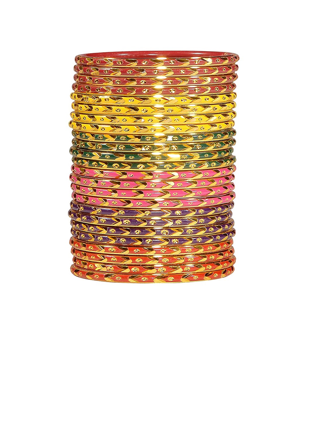 

Mallepula Set Of 24 Gold-Plated Designed Bangles, Yellow
