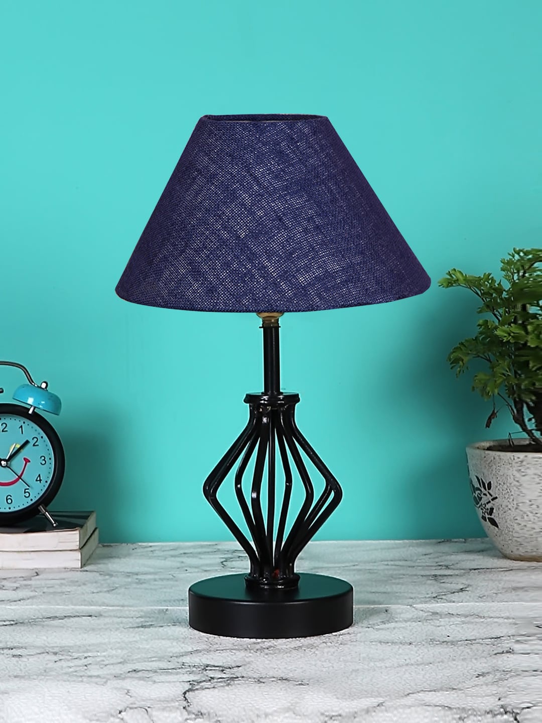 

Devansh Blue & Black Jute Table Lamp With Iron Base