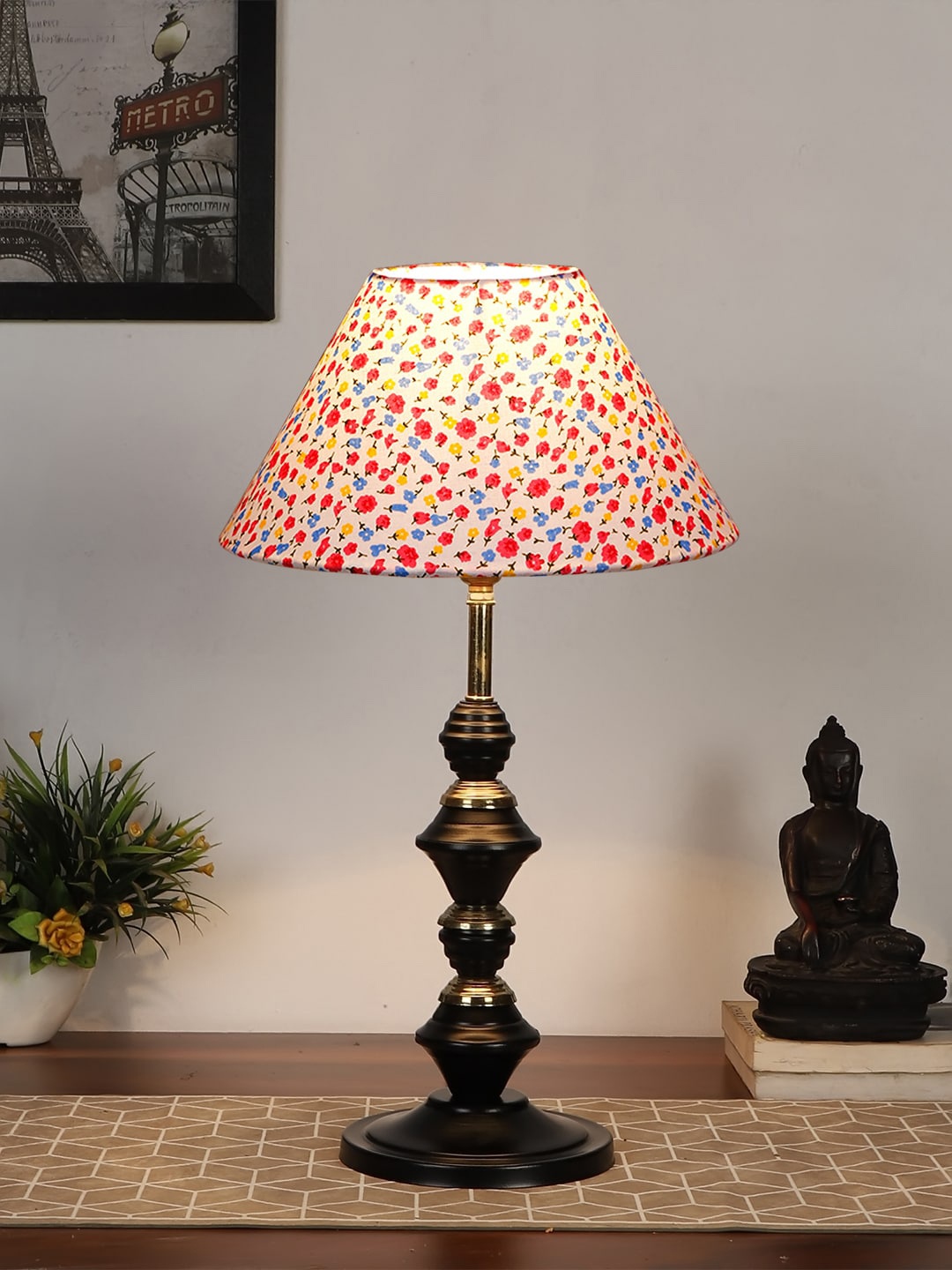 

Devansh White & Pink Printed Table Lamps