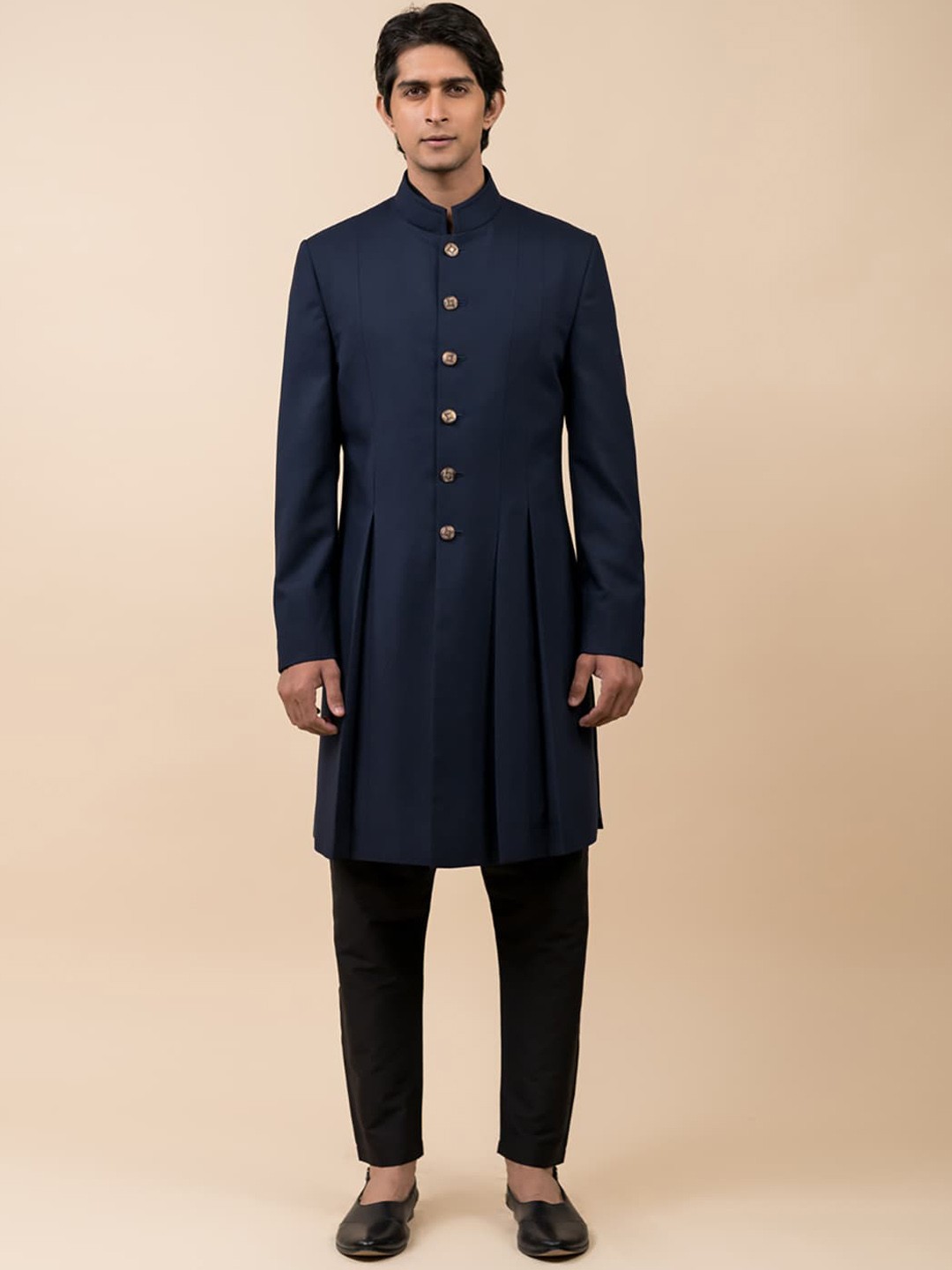 

Tasva Men Navy Blue Solid Sherwani