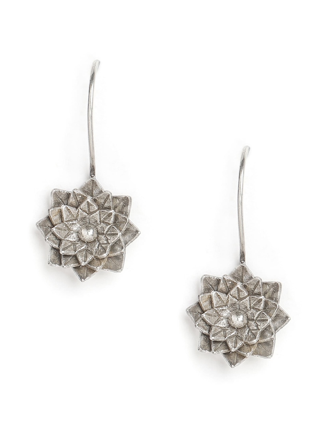 

ahilya Women Silver-Toned 92.5 Sterling Silver Contemporary Drop Earrings