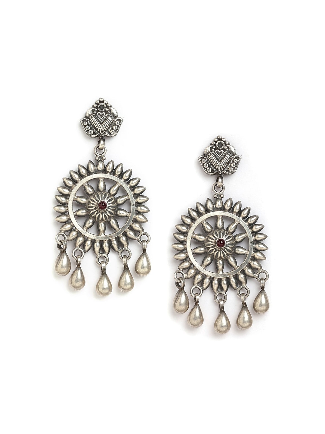 

ahilya Silver-Toned 92.5 Sterling Silver Contemporary Drop Earrings