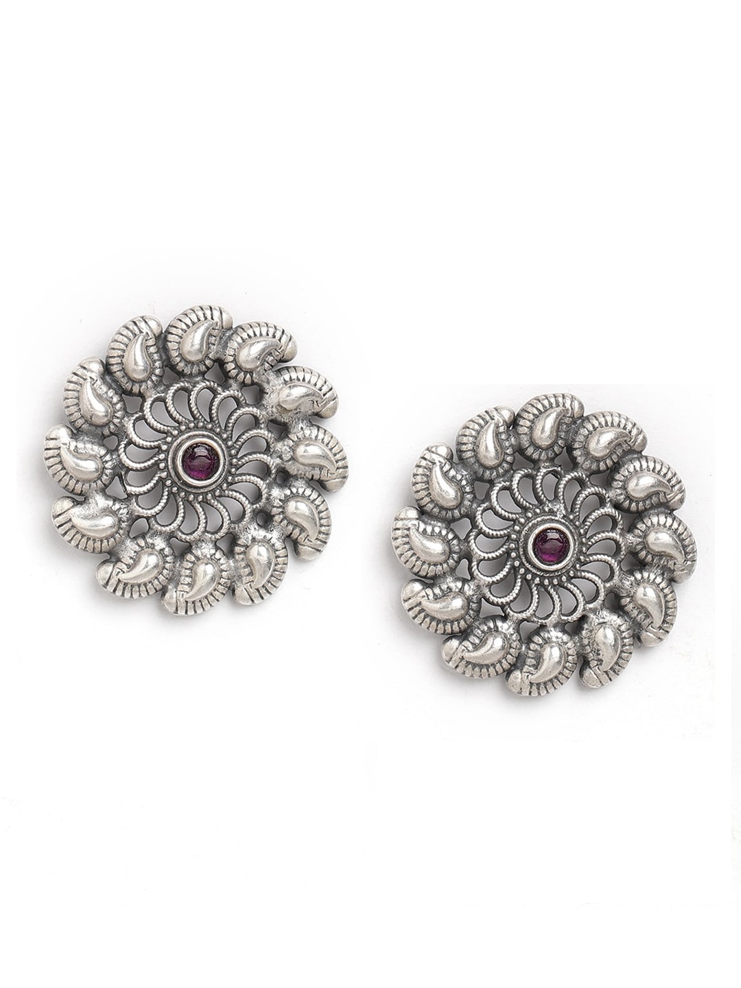 

ahilya 92.5 Sterling Silver-Plated & Purple Contemporary Studs Earrings