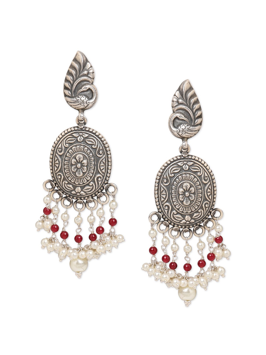 

ahilya Women Silver-Toned Contemporary Drop Earrings