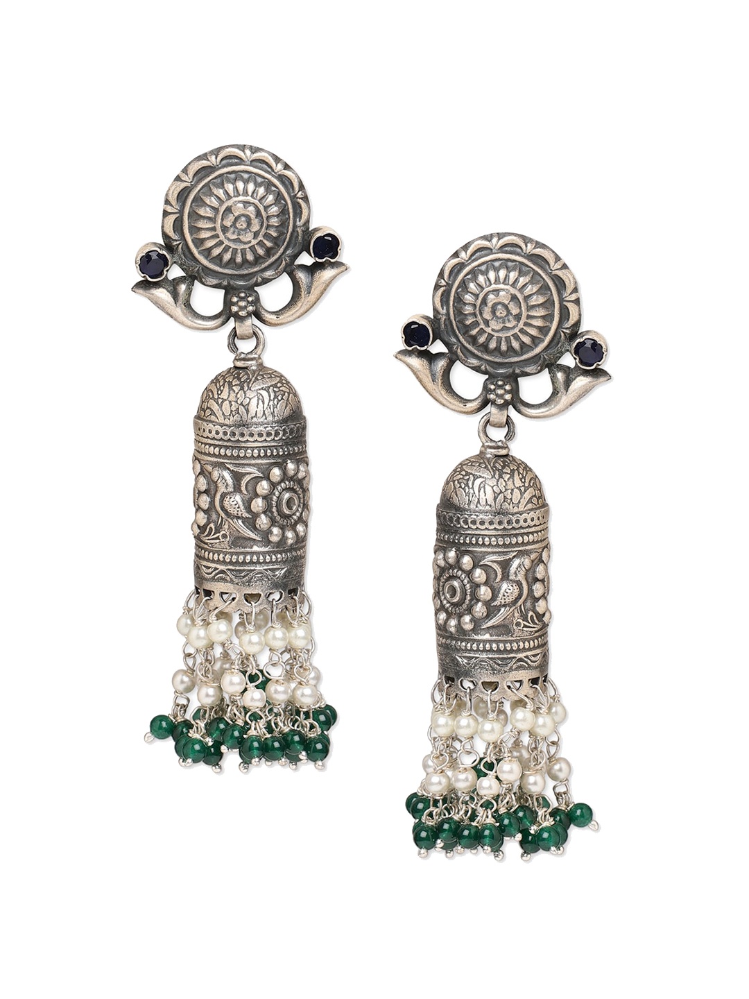 

ahilya Women 92.5 Sterling Silver Contemporary Jhumka Earrings