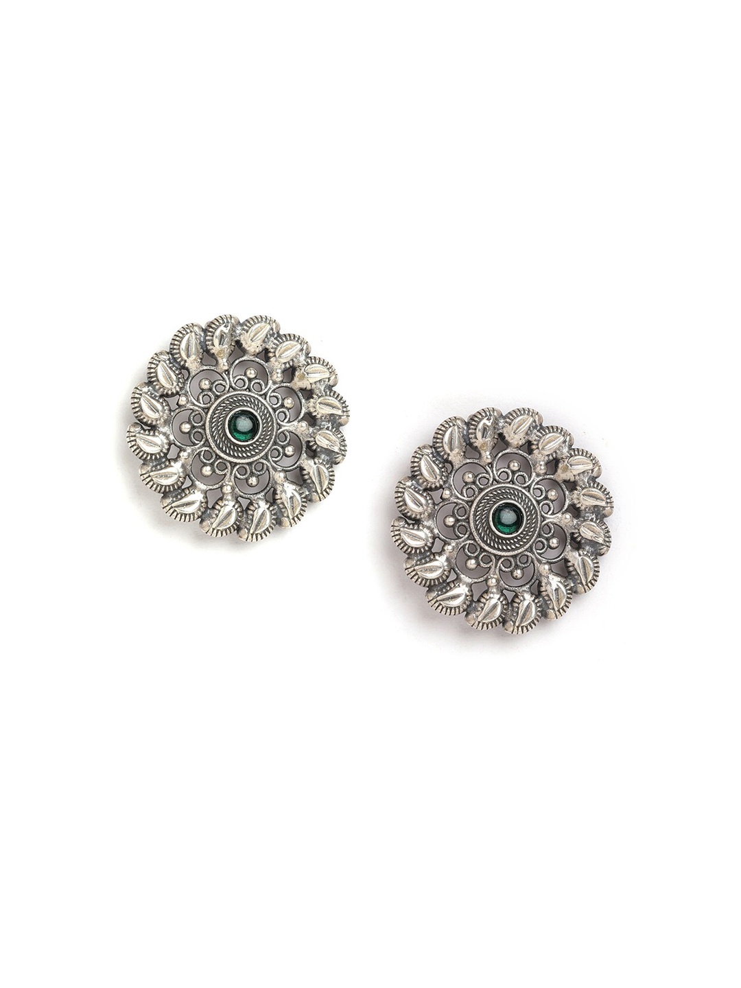 

ahilya Silver-Toned 92.5 Sterling Silver Contemporary Studs Earrings