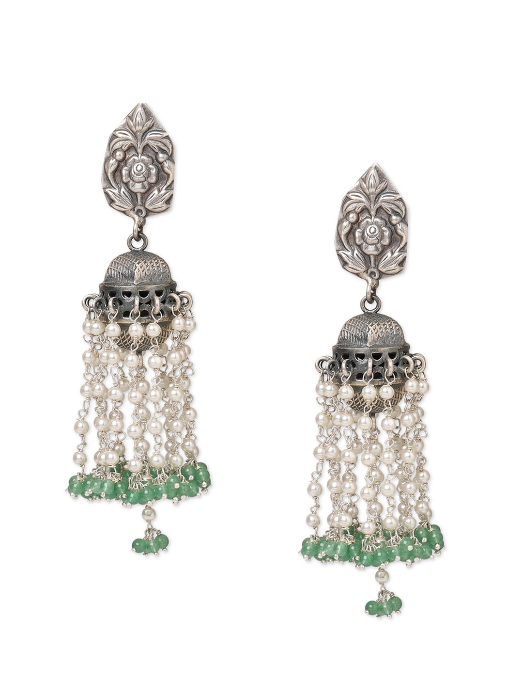 

ahilya 92.5 Sterling Silver Jhumkas Earrings